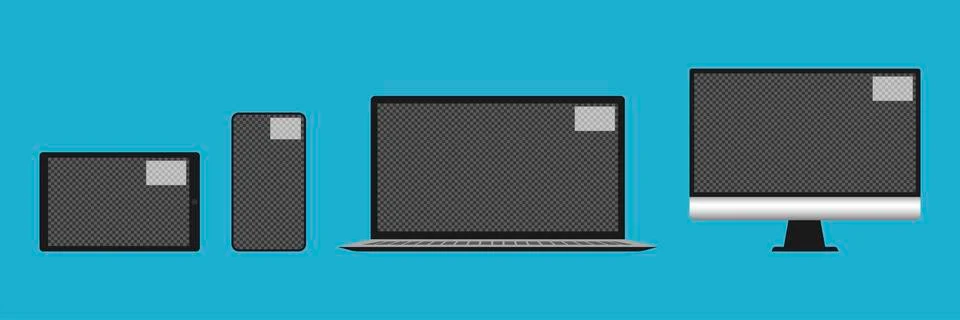 Video call screen template on the screen of a realistic laptop, tablet Stock Illustration