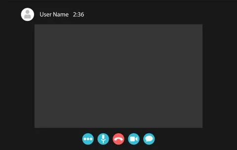 Video call screen template. Video call interface. Vector page of the workspace. Stock Illustration