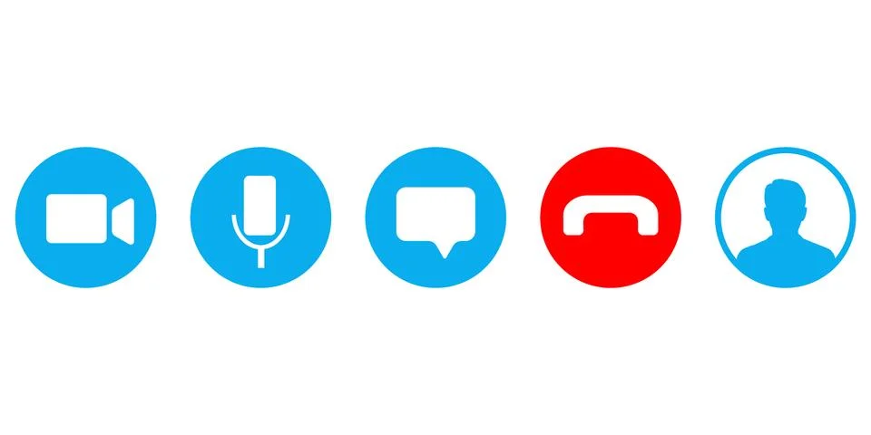 Video call screen template. Video cal icons set. Vector illustration Stock Illustration