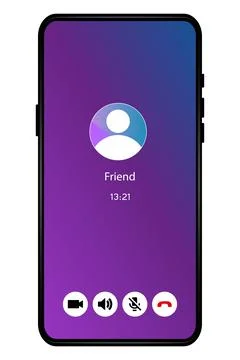 Video call screen, web user interface for conference chat with microphone and Stock Illustration