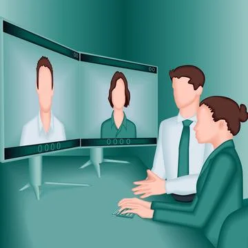 Video call with stakeholders. 2D Stock Illustration