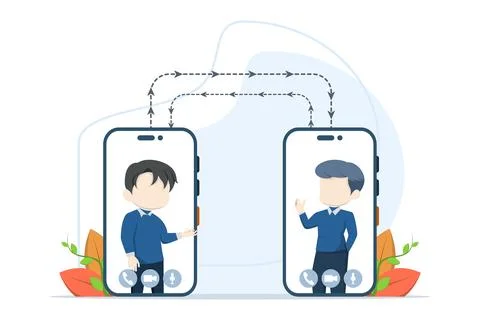Video call technology concept. people making video calls. Illustrazione stock