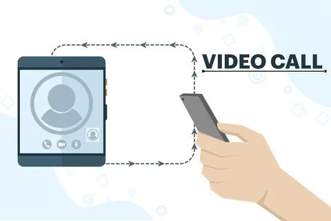 Video call technology concept. people making video calls. Illustrazione stock