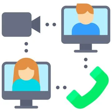 Video call, Telecommuting or  remote work icon Stock Illustration