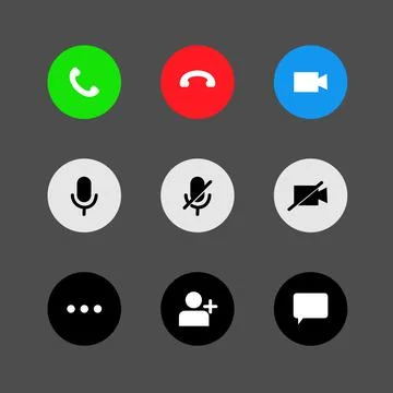 Video call user interface Button collection. Stock Illustration