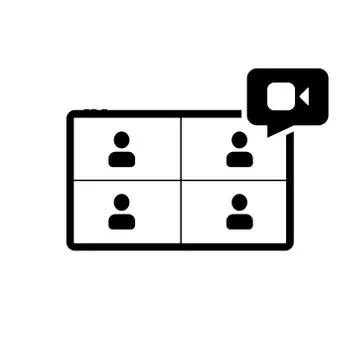 Video call vector icon with four users. Stock Illustration