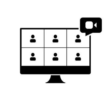 Video call vector icon with six users. Stock Illustration