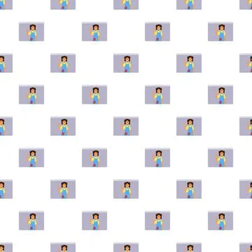 Video call web communication connection seamless pattern Stock Illustration
