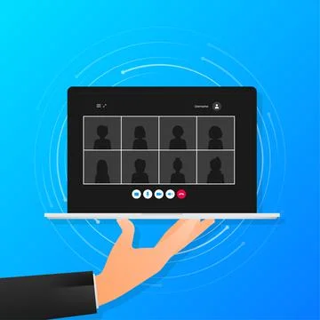 Video call windows for different screen sizes. Vector illustration Иллюстрация