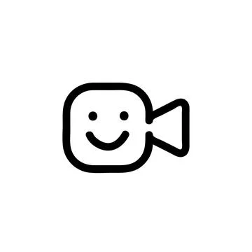 Video calling app Icon, Outline style, isolated on white Background. Illustrazione stock