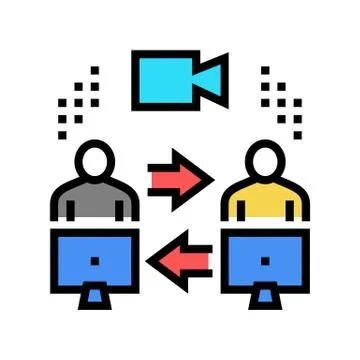 Video calling computer application color icon vector illustration Stock Illustration