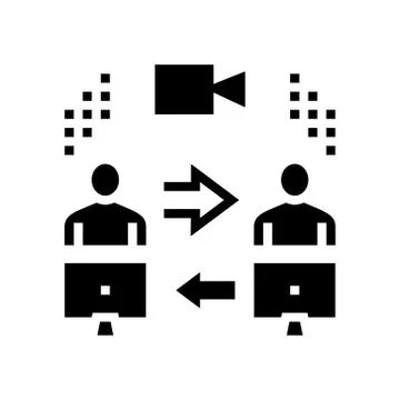 Video calling computer application glyph icon vector illustration Illustrazione stock