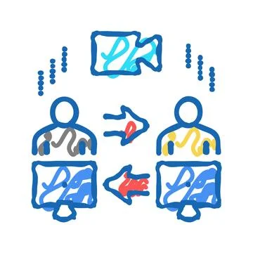 Video calling computer application icon doodle illustration Stock Illustration