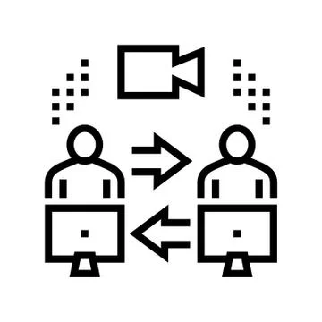 Video calling computer application line icon vector illustration Illustrazione stock