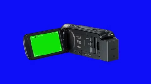 Video Camcorder Recording with a Window Open on a Blue Screen Background Stock Footage 60585034