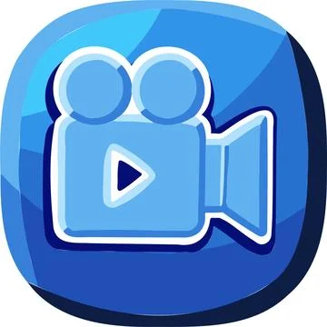 Video camera blue blue vector icon symbol Stock Illustration