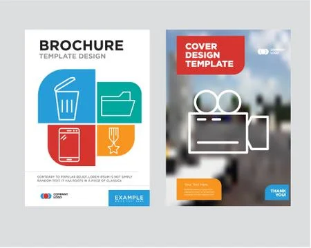 Video camera brochure flyer design template Illustrazione stock