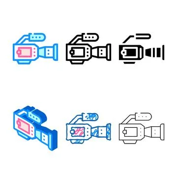 Video camera color icon vector variants sign Stock Illustration