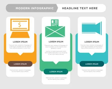 Video camera, Email, Pay per click infographic Stock Illustration