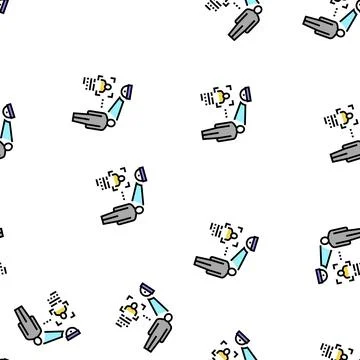 Video camera with face id technology vector seamless pattern Stock Illustration