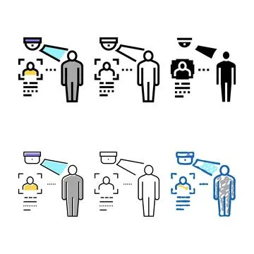 Video camera with face id technology color icon edition vector Stock Illustration