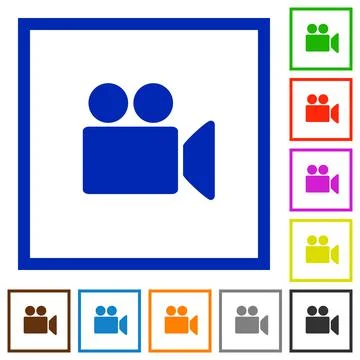Video camera flat framed icons Stockillustratie