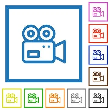 Video Camera flat framed icons 스톡 일러스트