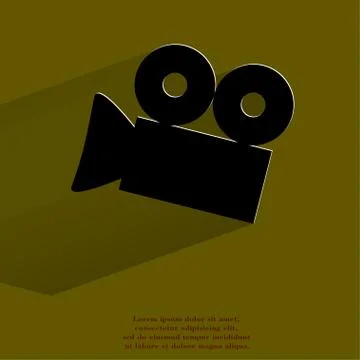Video-camera. Flat modern web button with long shadow and space for your text Stock Illustration