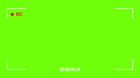 Video Camera Frame Recording 10 seconds on green screen with blinking red icon Stock Footage 313418521