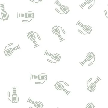 Video camera glyph vector seamless pattern sign Illustrazione stock