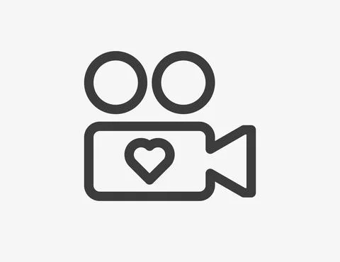 Video camera with heart line icon. Love camera Stock Illustration