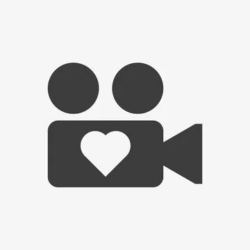 Video camera with heart vector icon. Love camera Stock Illustration