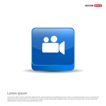 Video Camera Icon - 3d Blue Button Stock Illustration