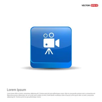 Video camera icon  - 3d Blue Button Stockillustratie