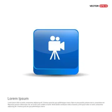 Video Camera Icon - 3d Blue Button Stockillustratie