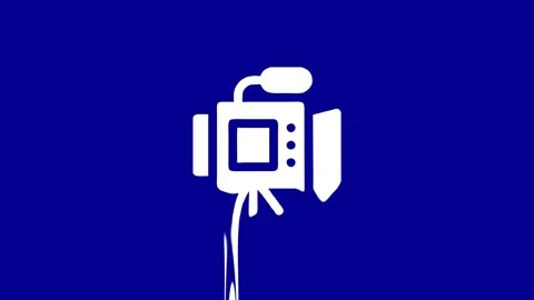 Video camera icon animation on blue background Stock Footage 327761804