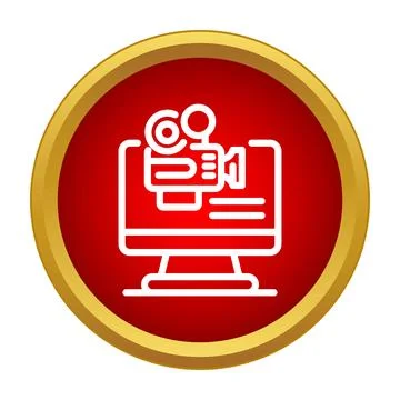 Video camera icon on computer screen presenting online media content Stock Illustration