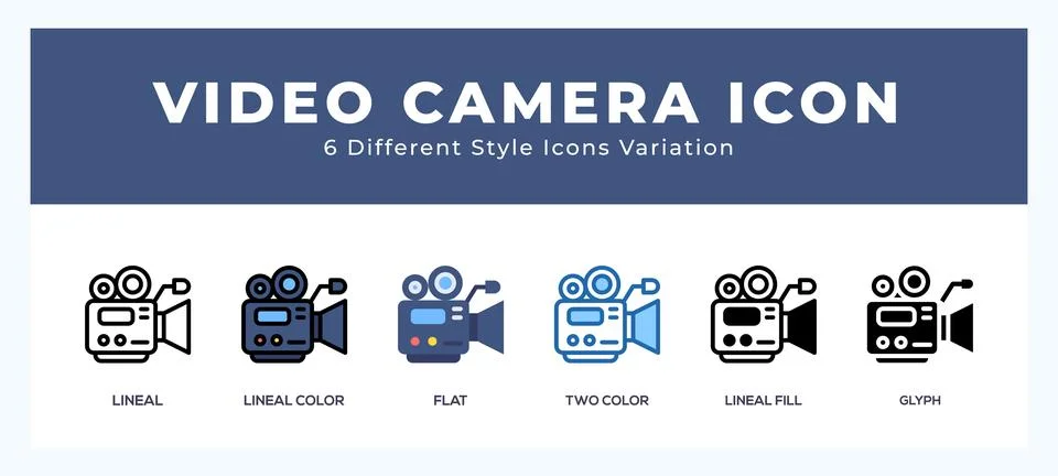Video camera icon in different style vector illustration. Stock Illustration
