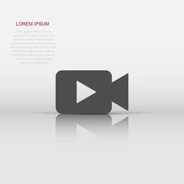 Video camera icon in flat style. Movie play vector illustration on white is.. Stock Illustration