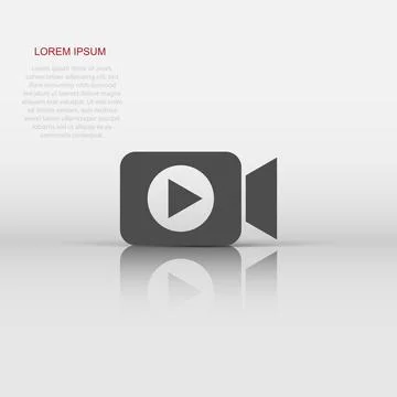Video camera icon in flat style. Movie play vector illustration on white is.. Stock Illustration