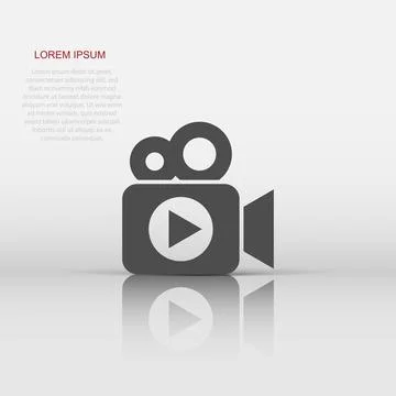 Video camera icon in flat style. Movie play vector illustration on white is.. Stock Illustration