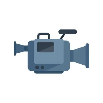 Video camera icon flat vector. Press tv Illustrazione stock