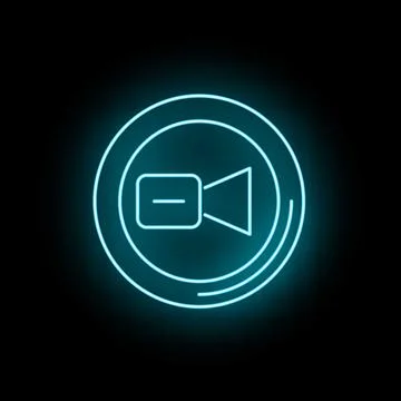 Video camera icon glowing neon light multimedia Stock Illustration