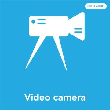 Video camera icon isolated on blue background Free Stock Illustration