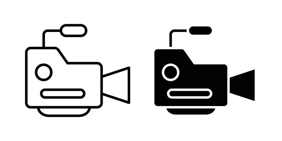 Video camera icon linear versions pack on white background 스톡 일러스트