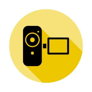 Video camera icon in long shadow style Stock Illustration