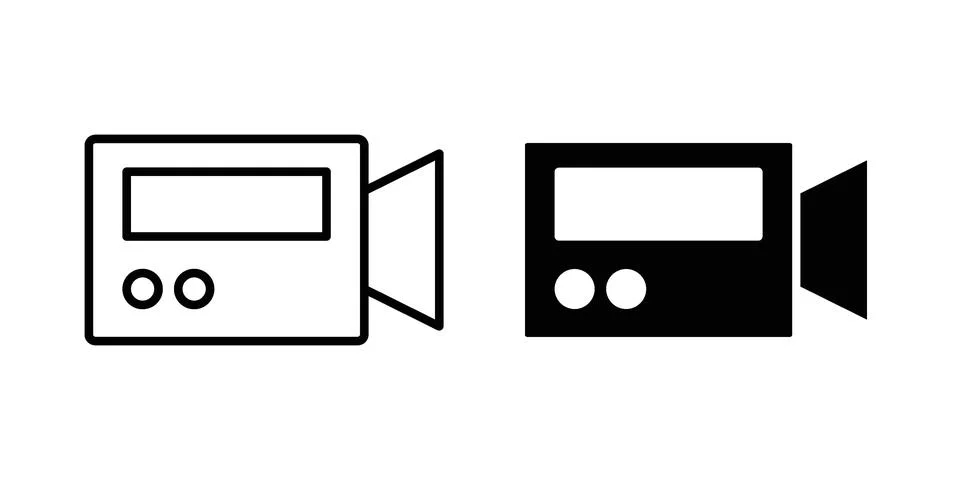 Video camera icon. Outline, flat icons Stock Illustration