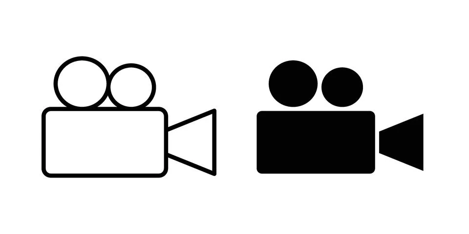 Video camera icon. Outline, flat icons Stock Illustration