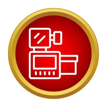 Video camera icon recording digital content in red circle Illustrazione stock