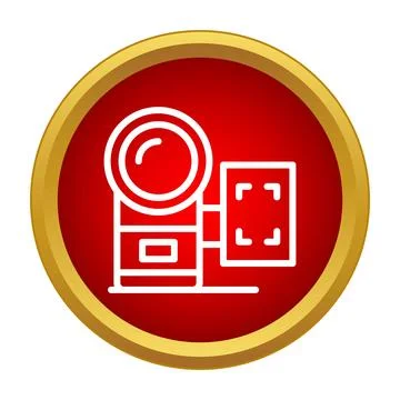 Video camera icon recording digital content in a red circle Stock Illustration